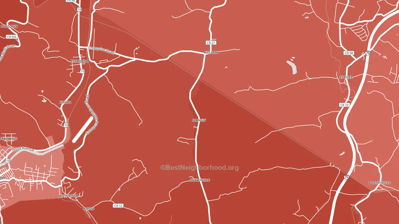 Francis, WV block-group political-lean map