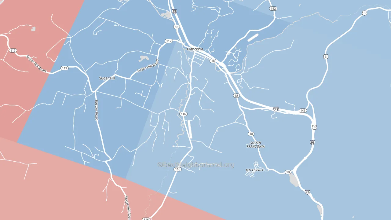 Franconia, NH block-group political-lean map
