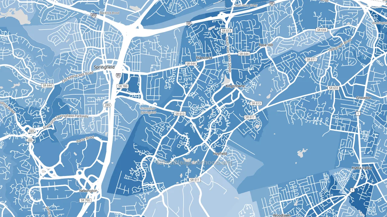 Franconia, VA block-group political-lean map
