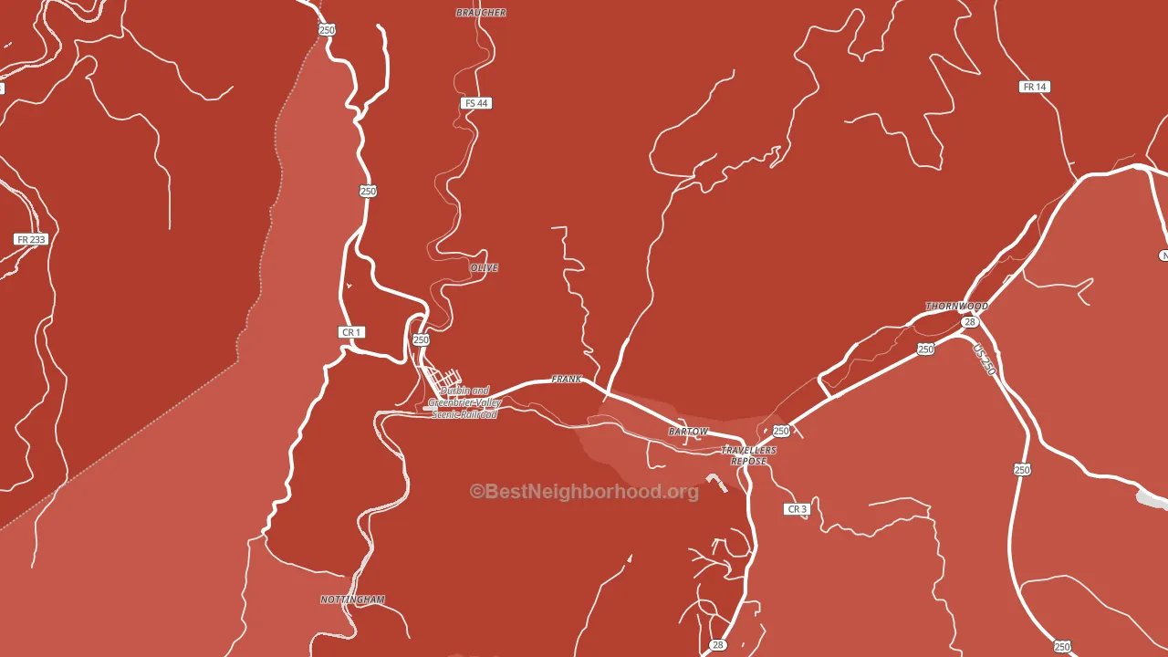 Frank, WV block-group political-lean map