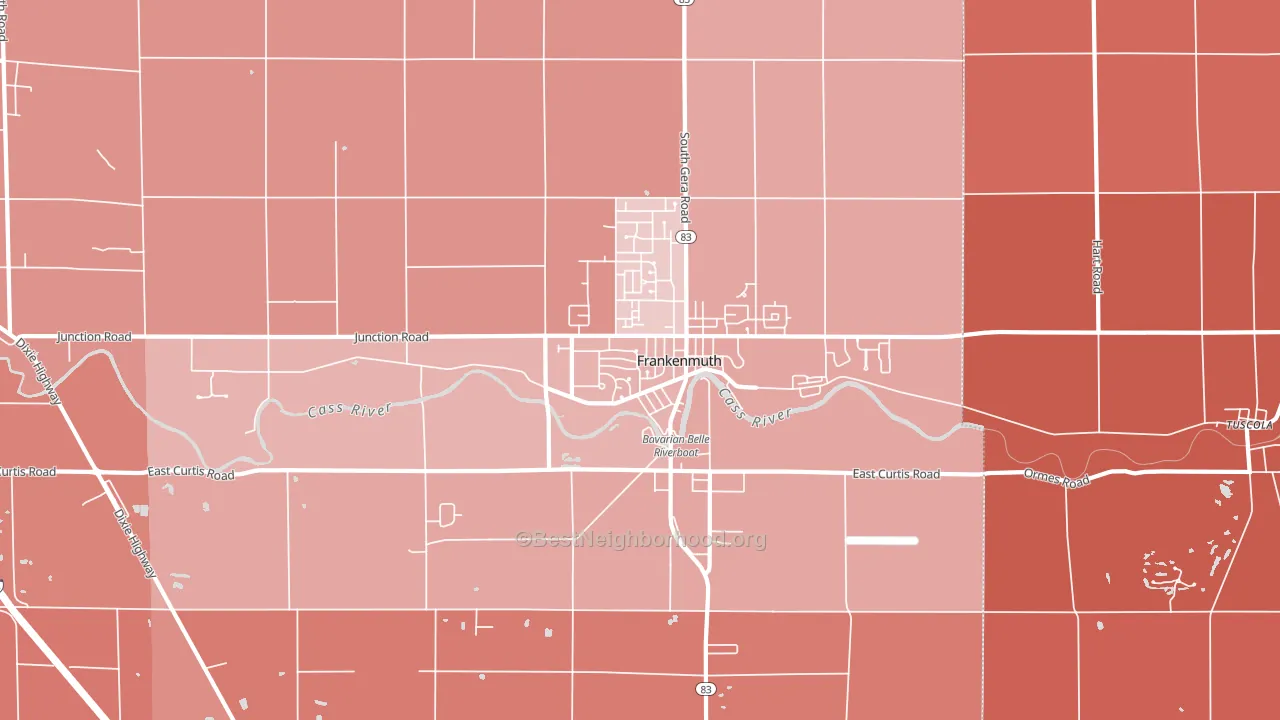 Frankenmuth, MI block-group political-lean map