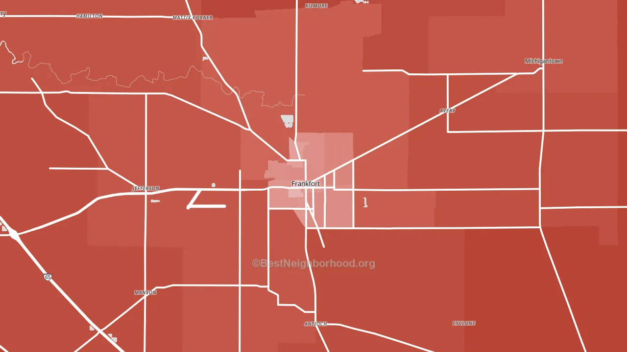 Frankfort, IN block-group political-lean map