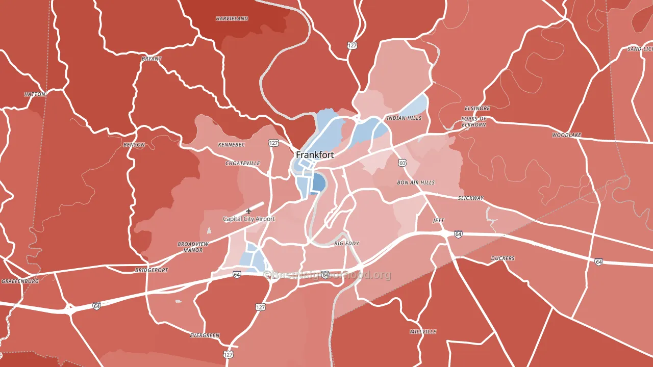 Frankfort, KY block-group political-lean map