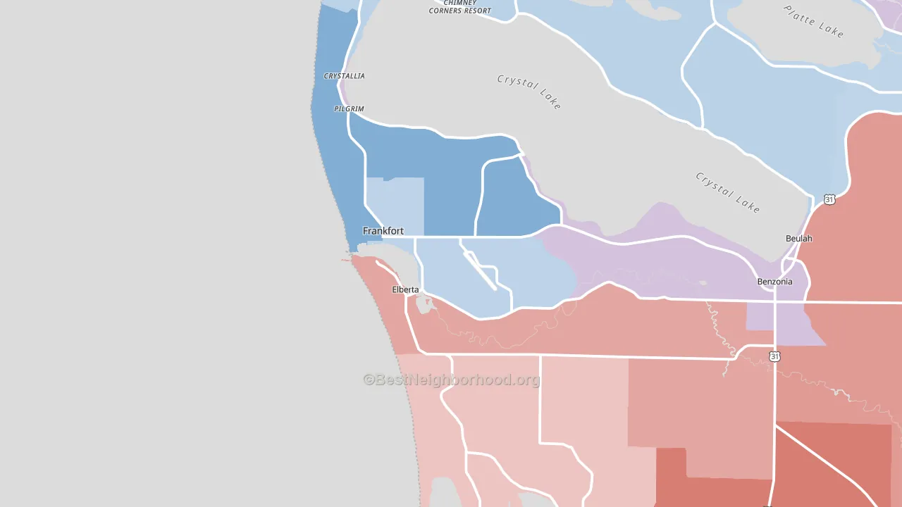 Frankfort, MI block-group political-lean map