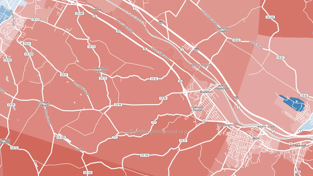 Frankfort, NY block-group political-lean map