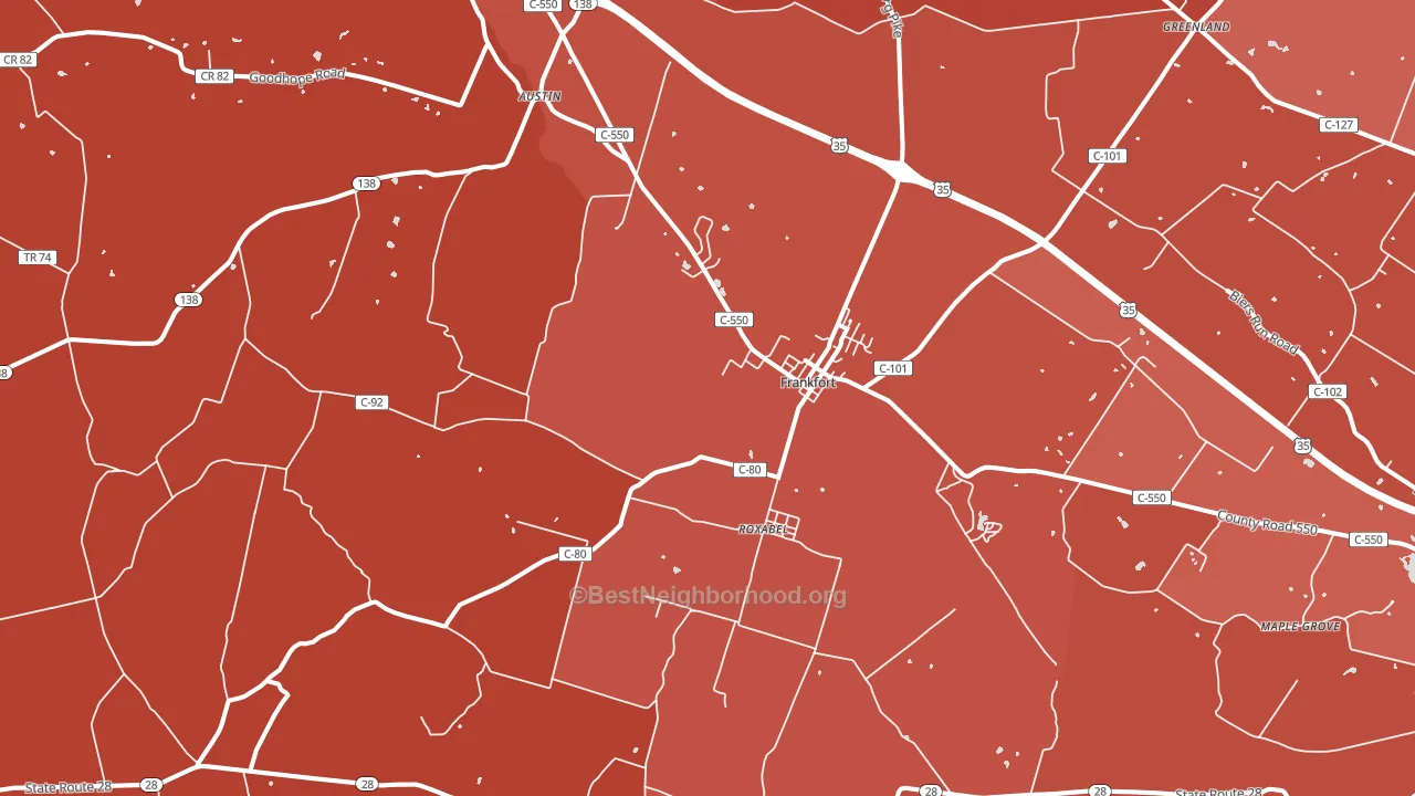 Frankfort, OH block-group political-lean map