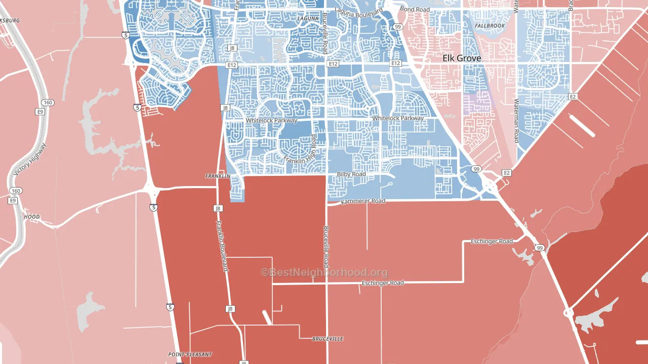 Franklin, CA block-group political-lean map