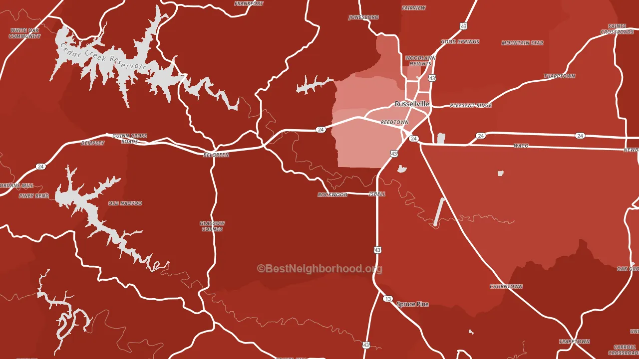Franklin County, AL block-group political-lean map