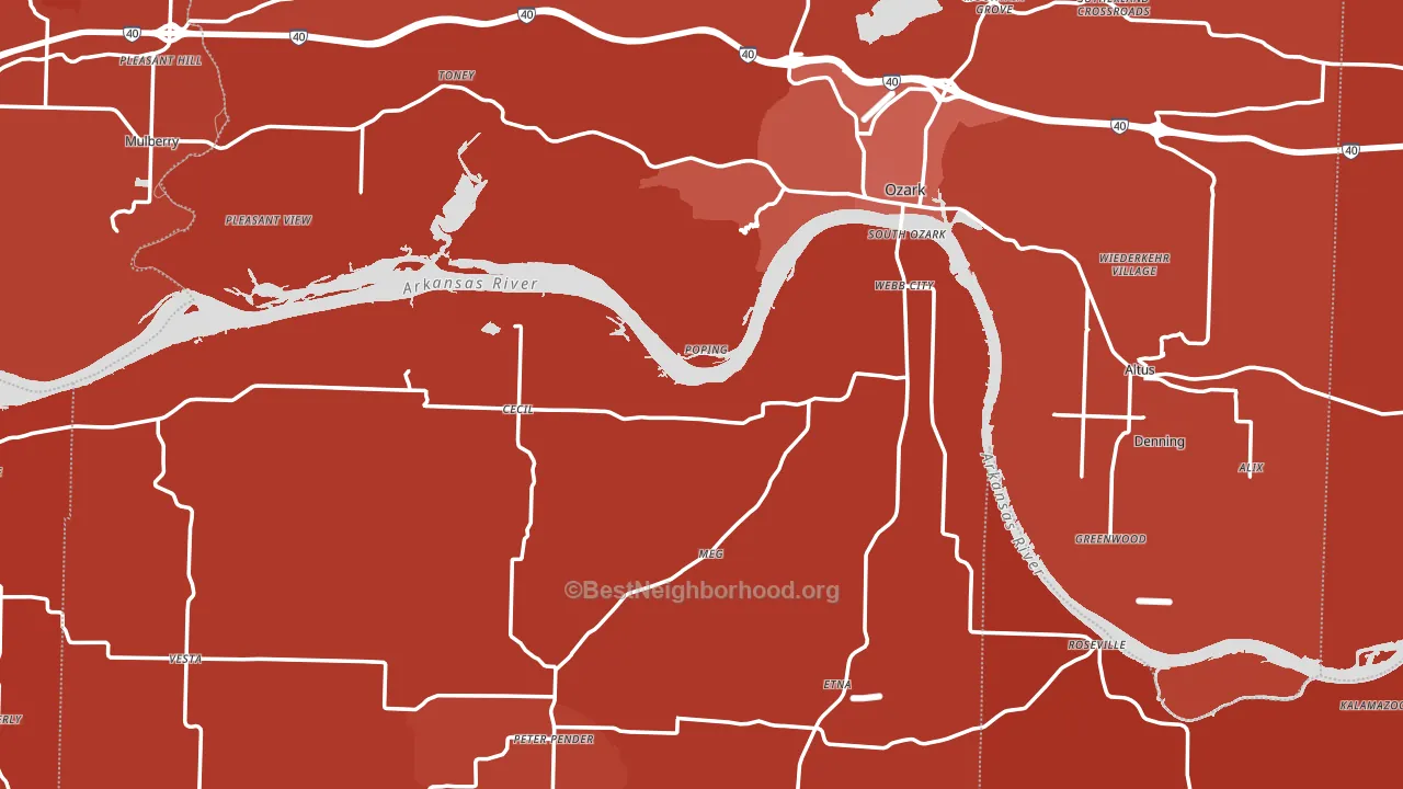 Franklin County, AR block-group political-lean map