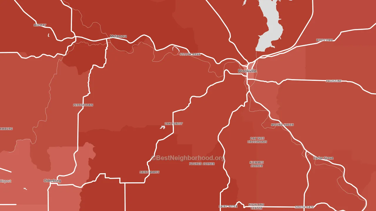 Franklin County, IN block-group political-lean map