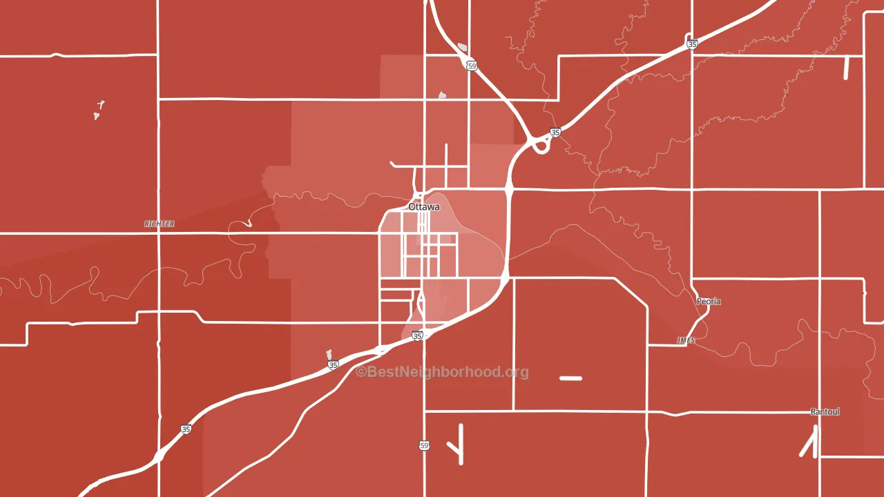Franklin County, KS block-group political-lean map