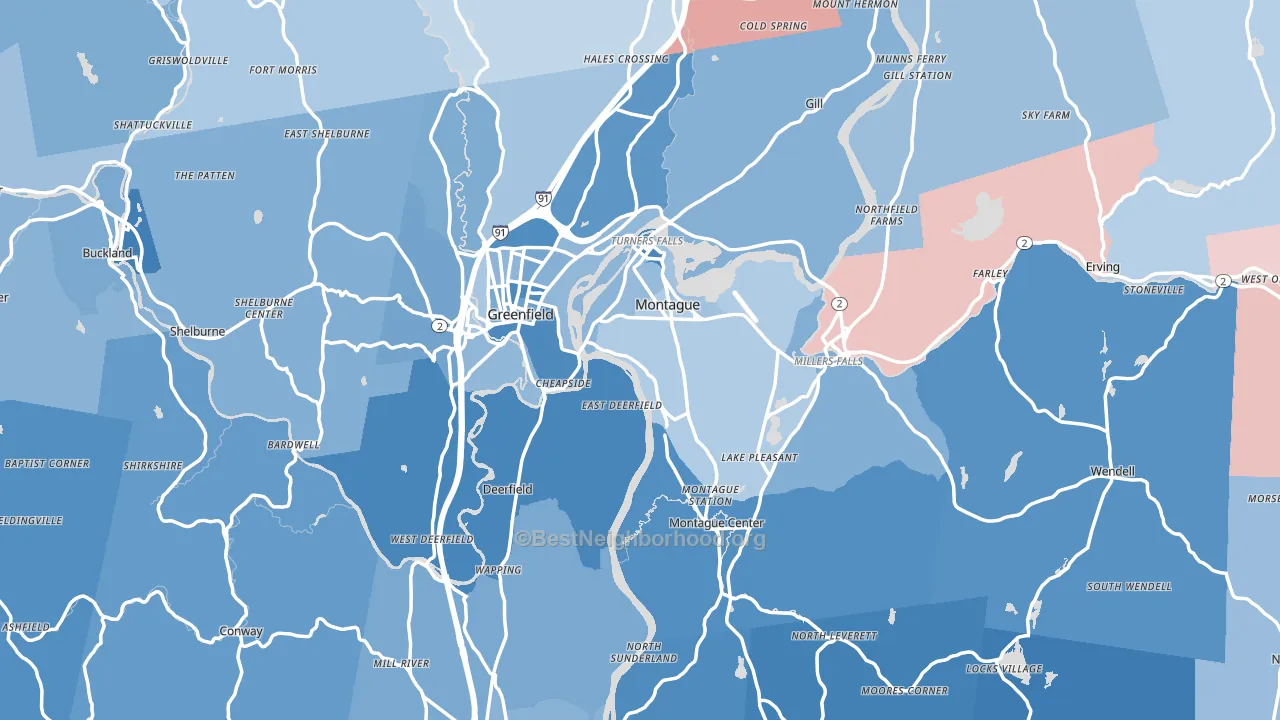 Franklin County, MA block-group political-lean map