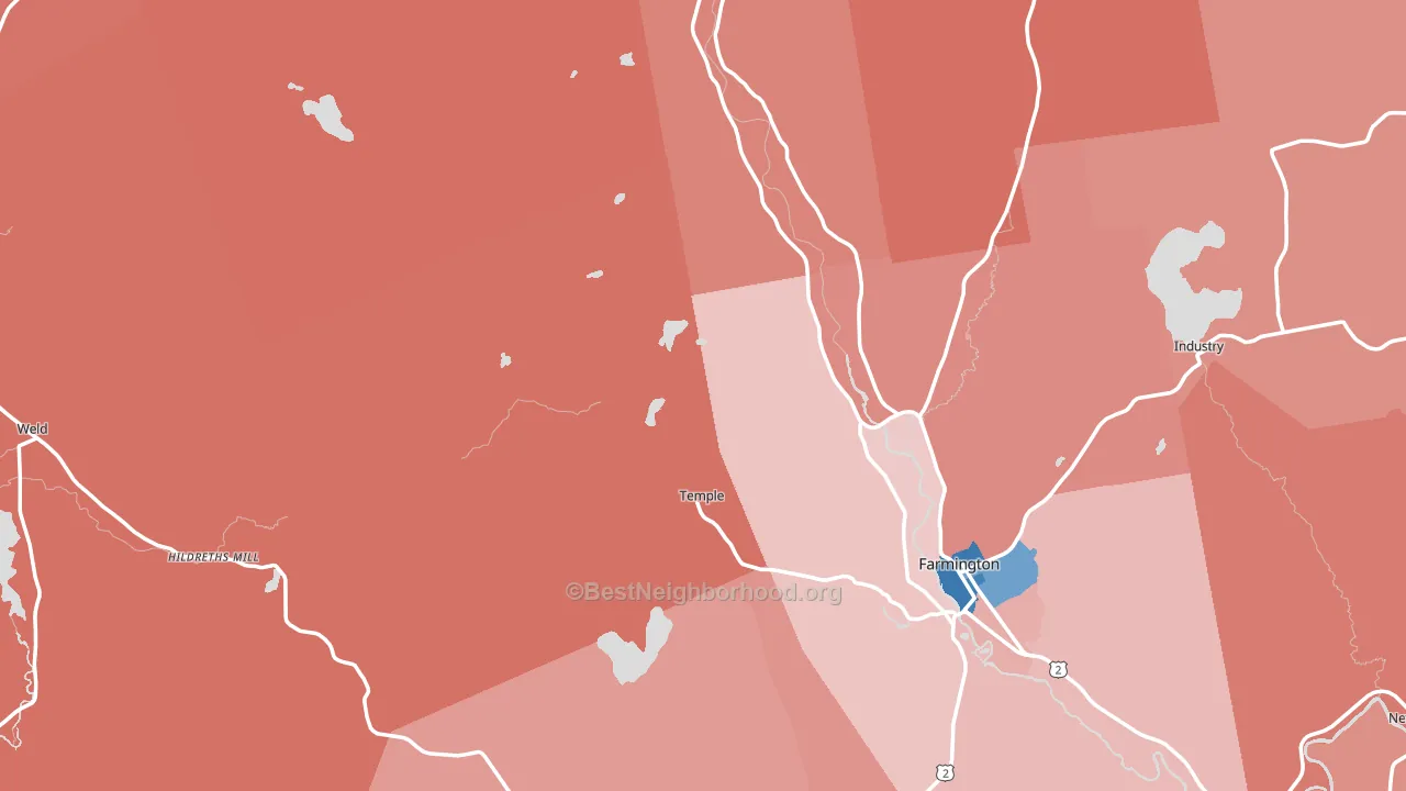 Franklin County, ME block-group political-lean map