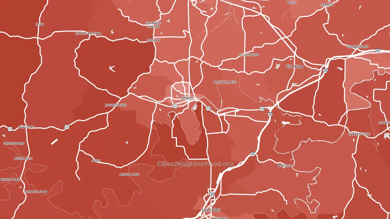 Franklin County, MO block-group political-lean map
