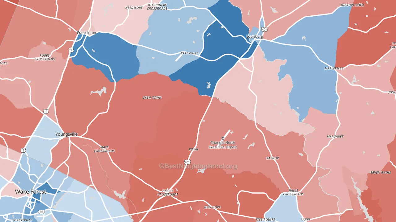 Franklin County, NC block-group political-lean map