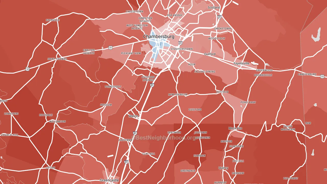 Franklin County, PA block-group political-lean map