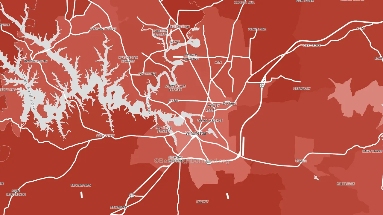 Franklin County, TN block-group political-lean map