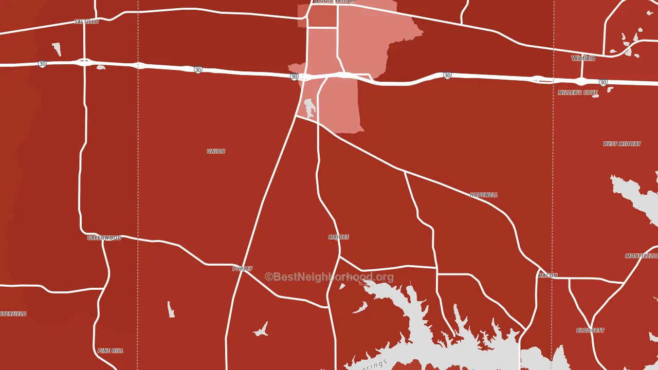 Franklin County, TX block-group political-lean map
