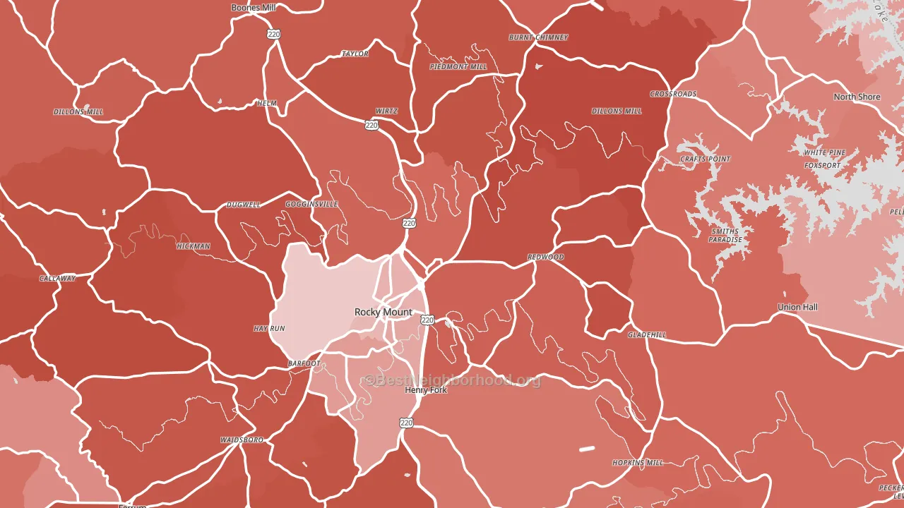 Franklin County, VA block-group political-lean map