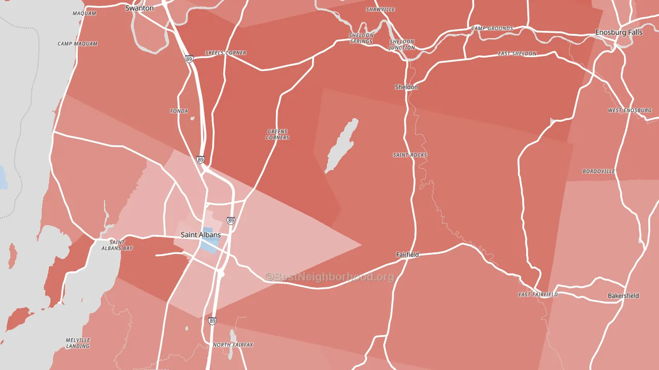 Franklin County, VT block-group political-lean map