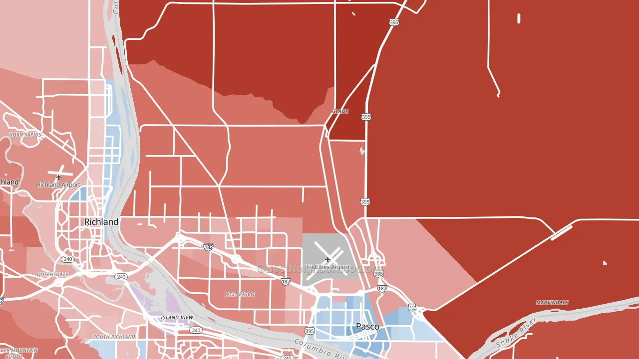 Franklin County, WA block-group political-lean map