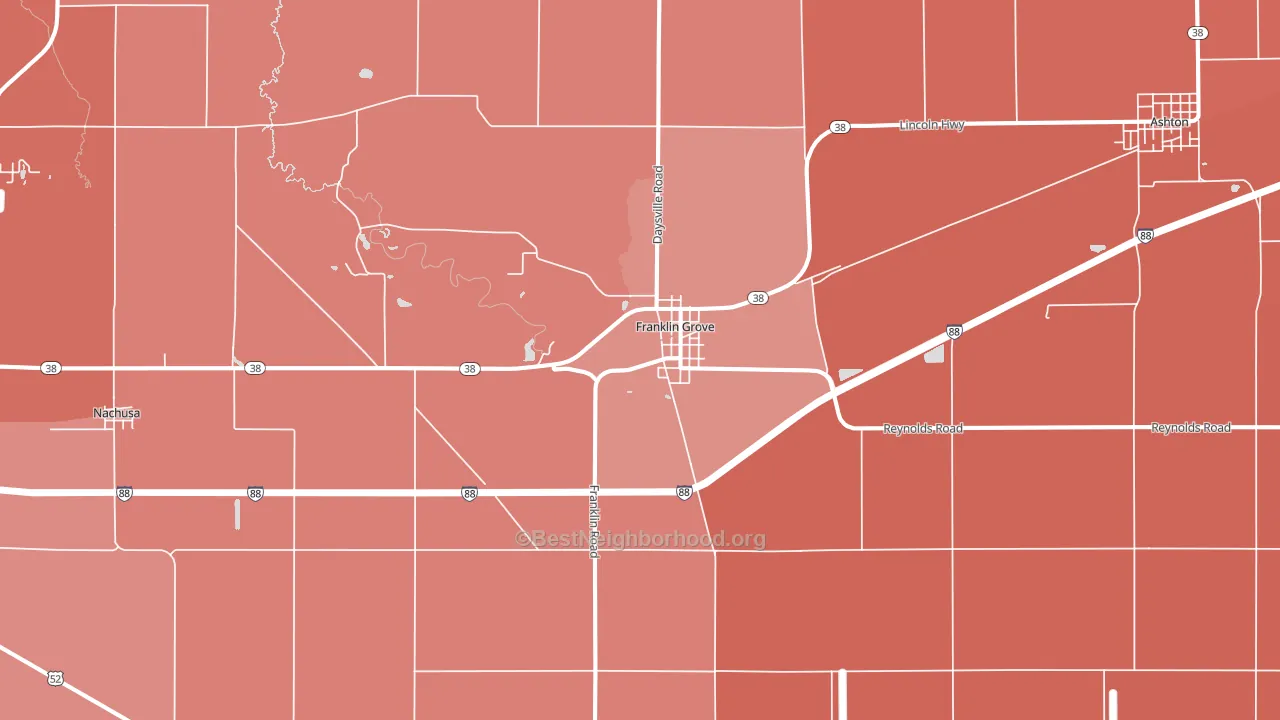 Franklin Grove, IL block-group political-lean map