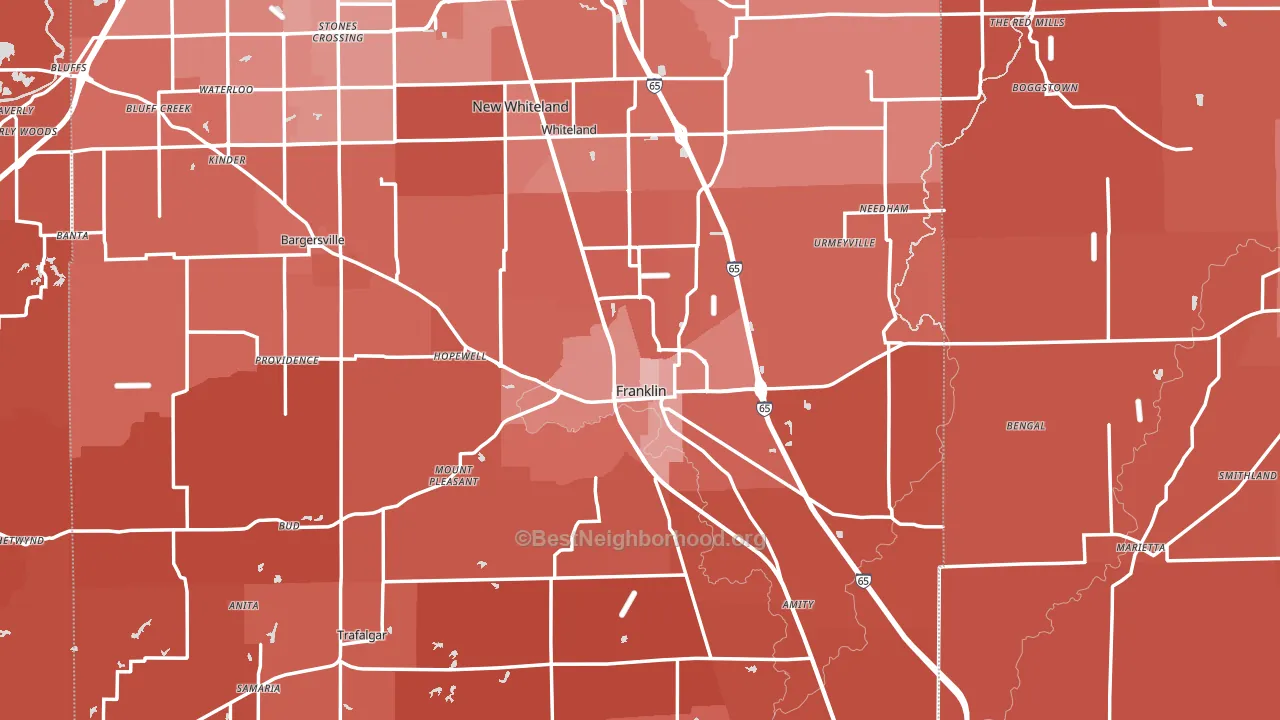 Franklin, IN block-group political-lean map