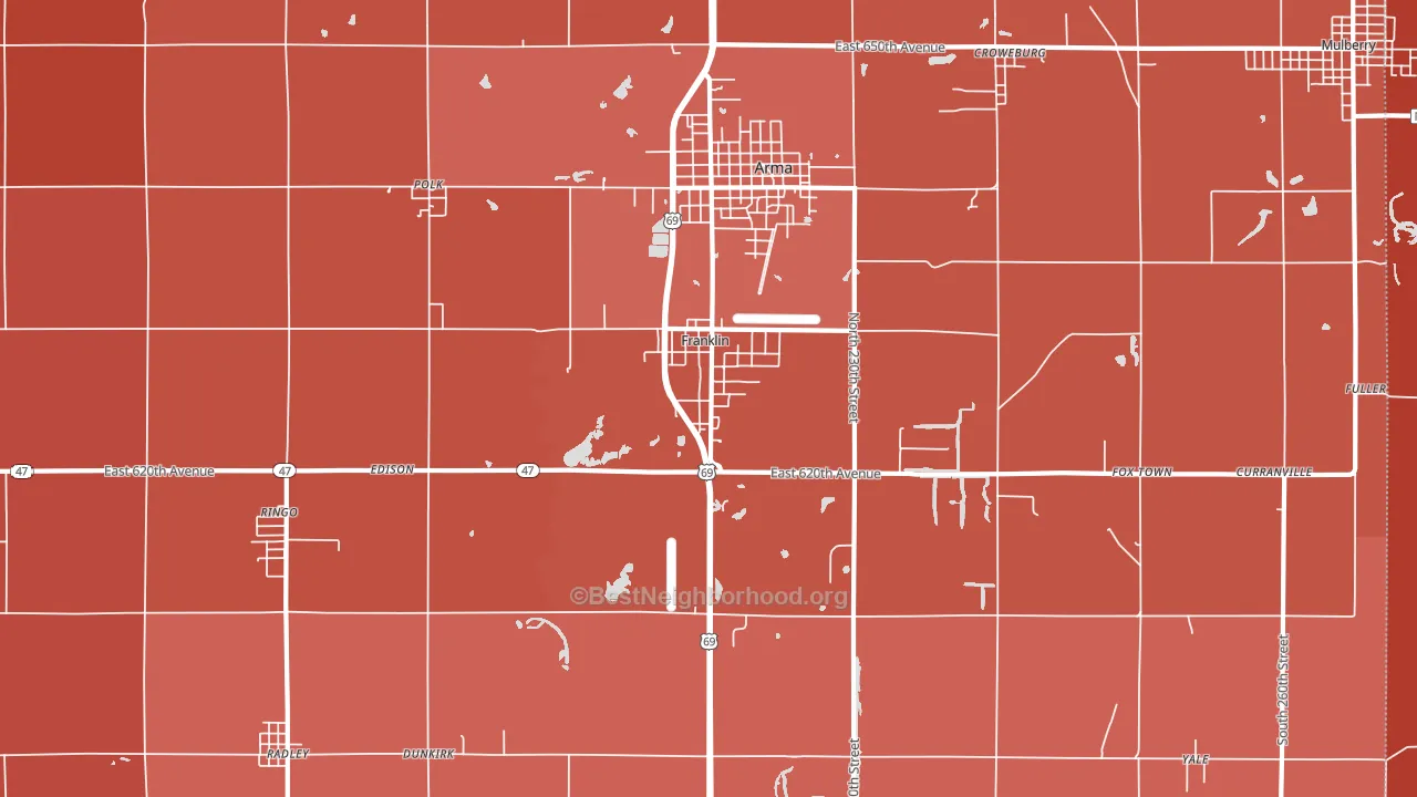 Franklin, KS block-group political-lean map