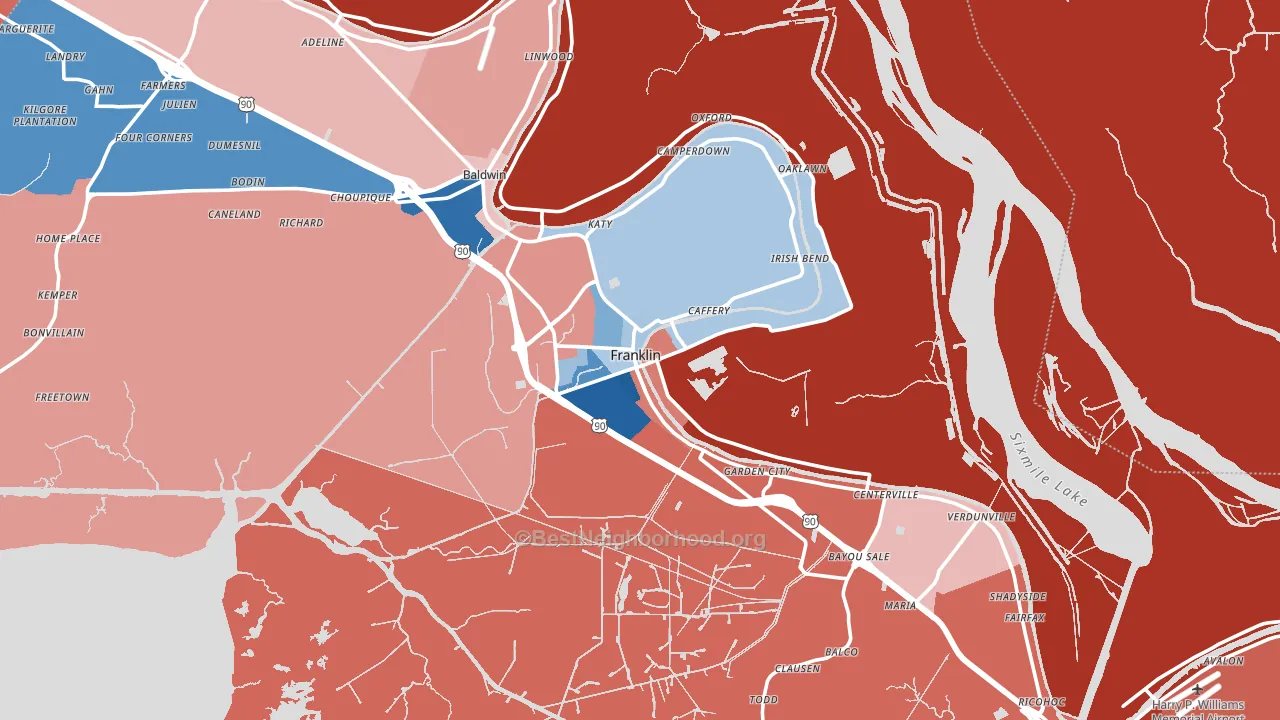 Franklin, LA block-group political-lean map