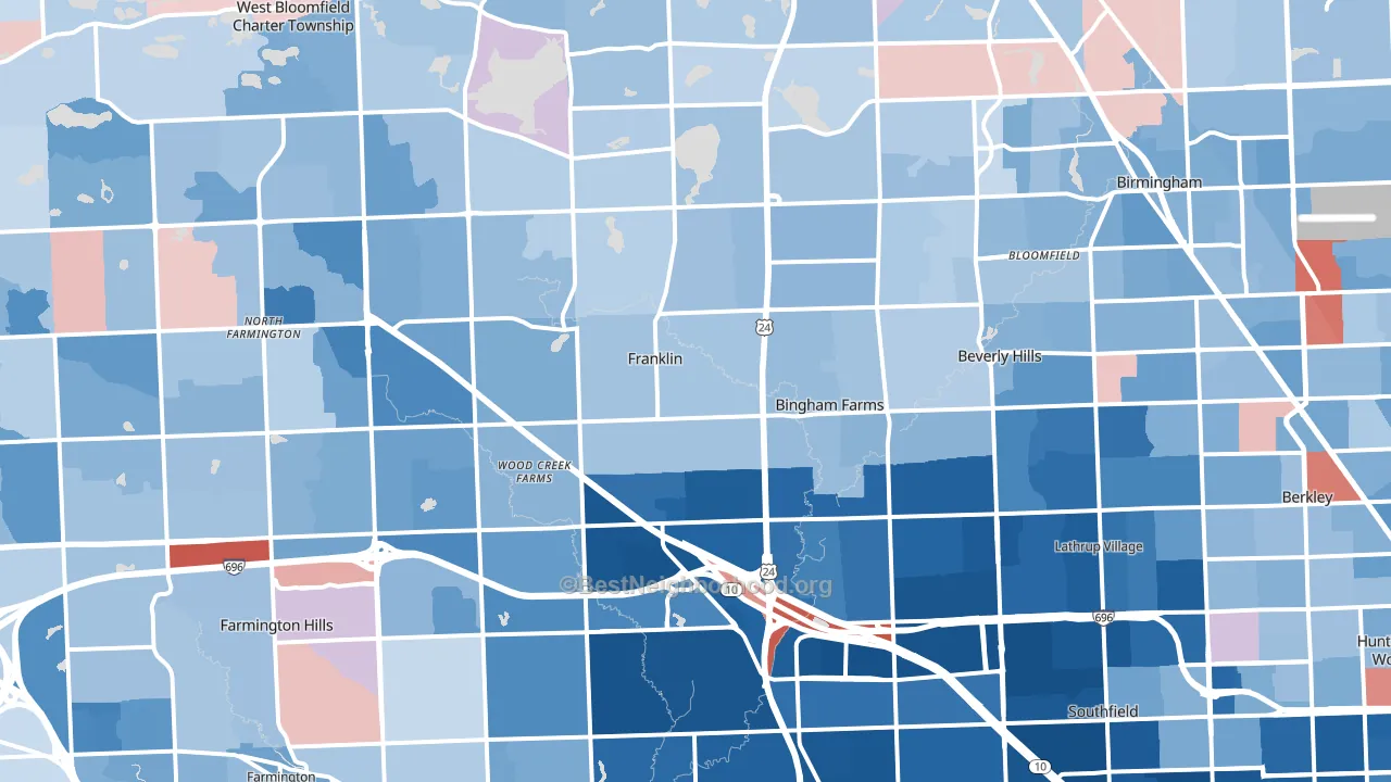 Franklin, MI block-group political-lean map