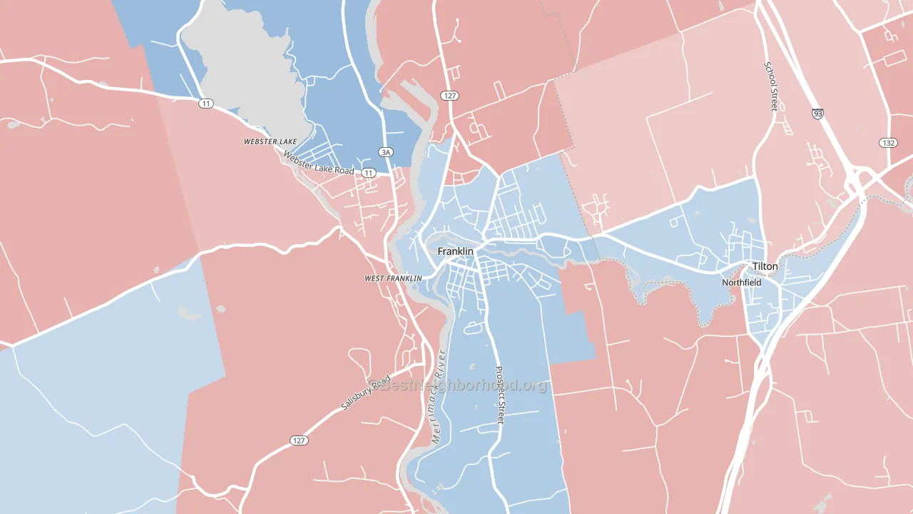 Franklin, NH block-group political-lean map