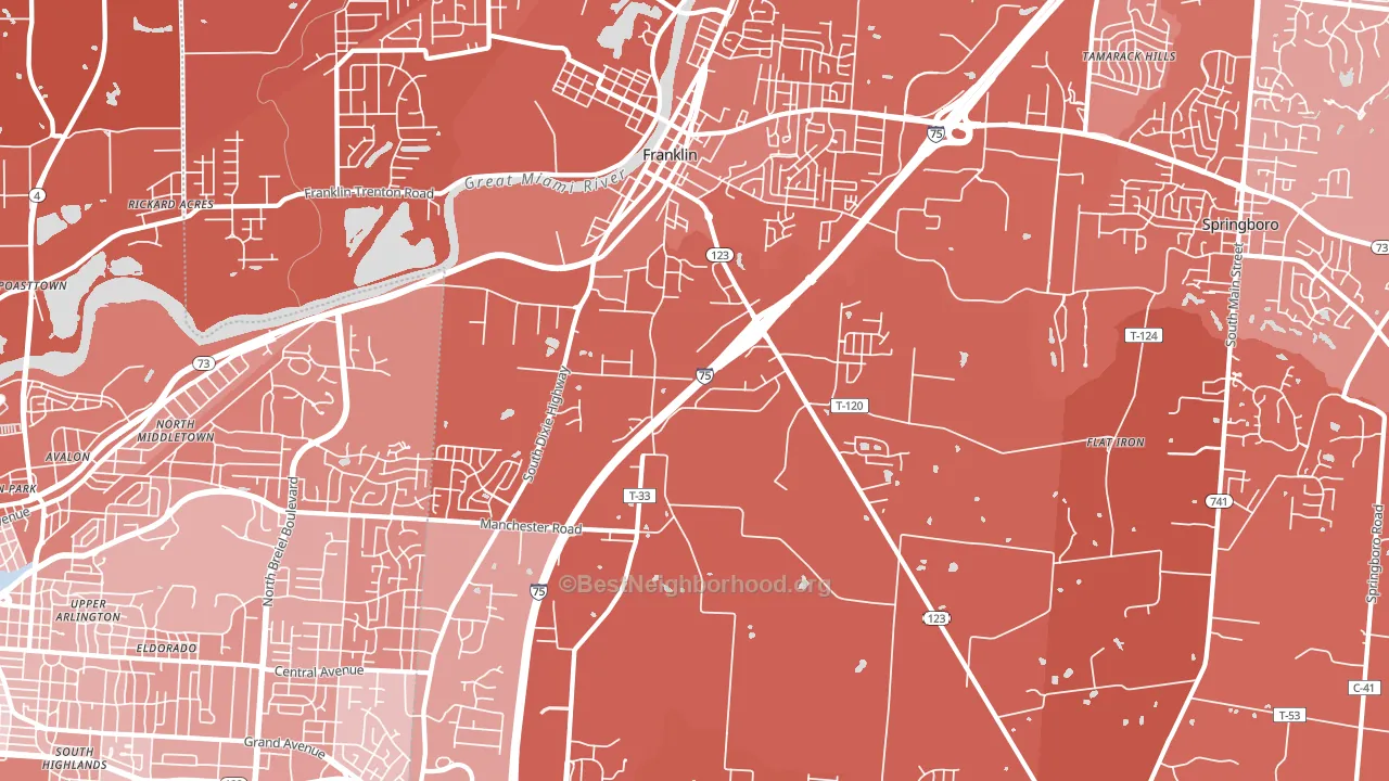 Franklin, OH block-group political-lean map