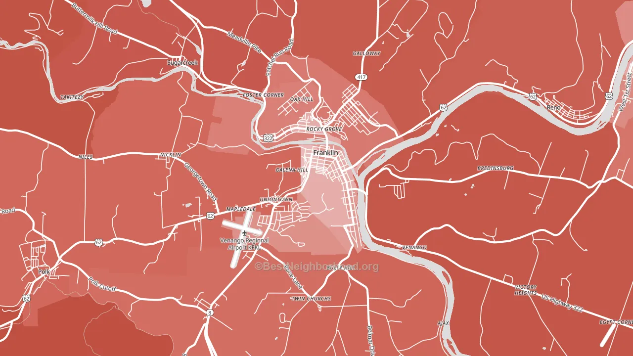 Franklin, PA block-group political-lean map