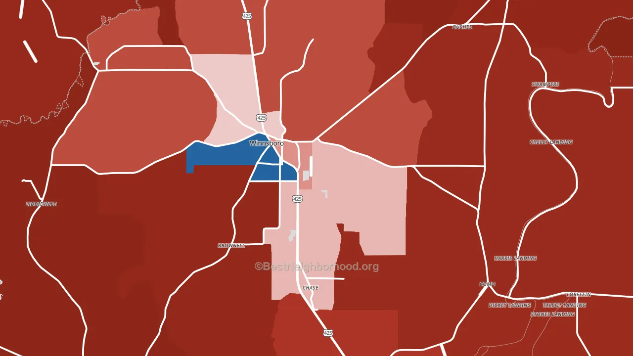 Franklin Parish, LA block-group political-lean map