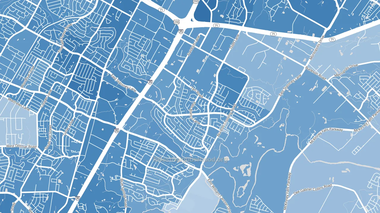 Franklin Park, Austin, TX block-group political-lean map