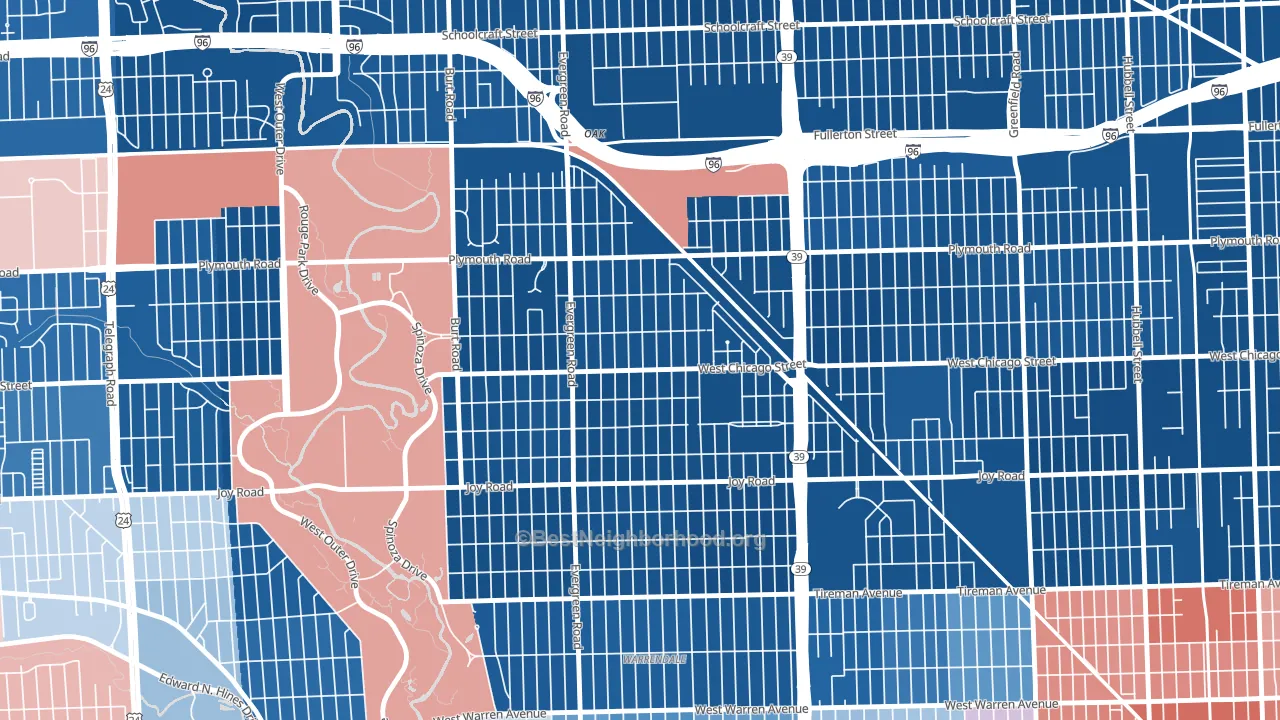 Franklin Park, Detroit, MI block-group political-lean map
