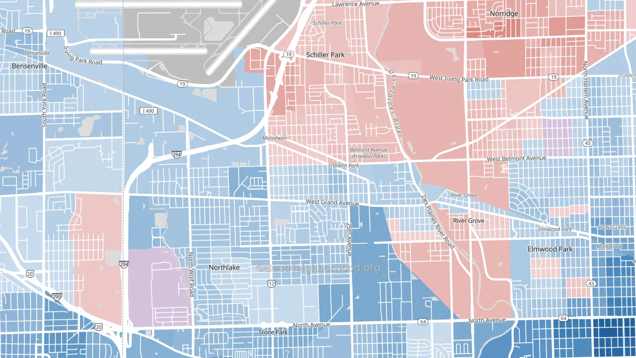 Franklin Park, IL block-group political-lean map