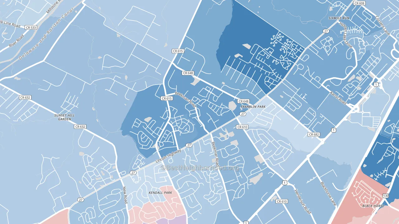 Franklin Park, NJ block-group political-lean map