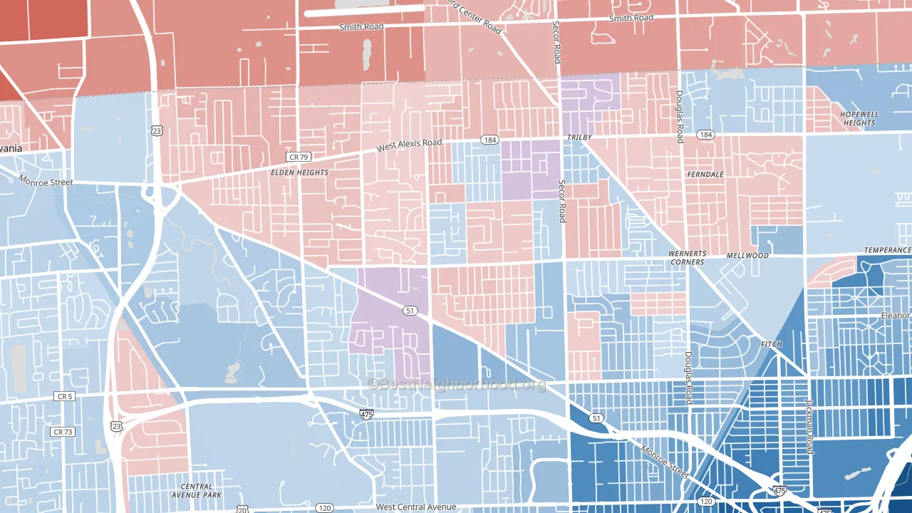 Franklin Park, Toledo, OH block-group political-lean map