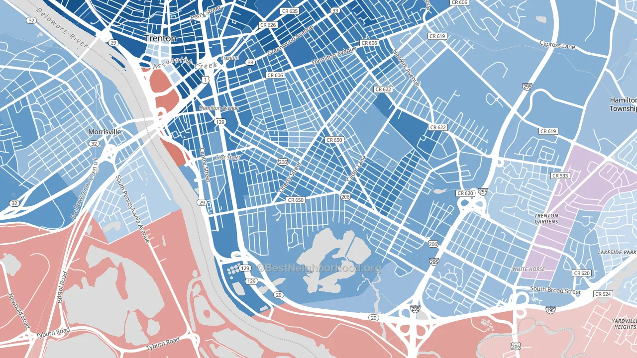 Franklin Park, Trenton, NJ block-group political-lean map