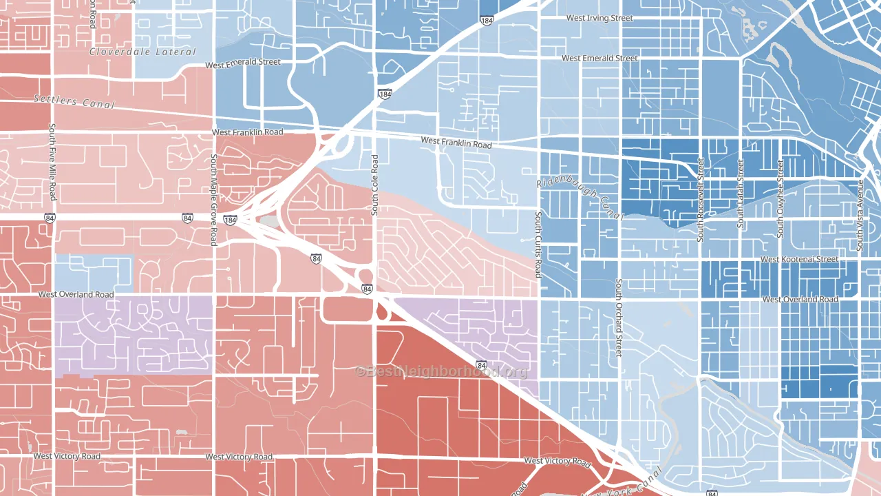Franklin Randolph, Boise, ID block-group political-lean map
