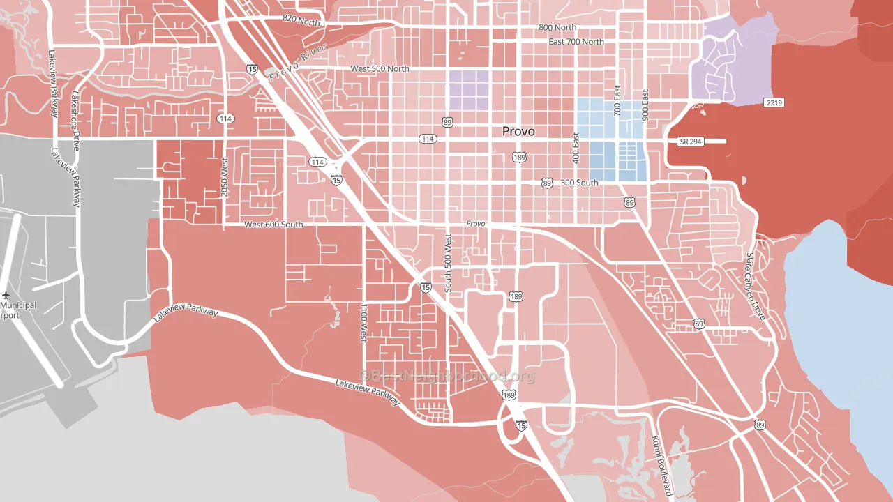 Franklin South, Provo, UT block-group political-lean map