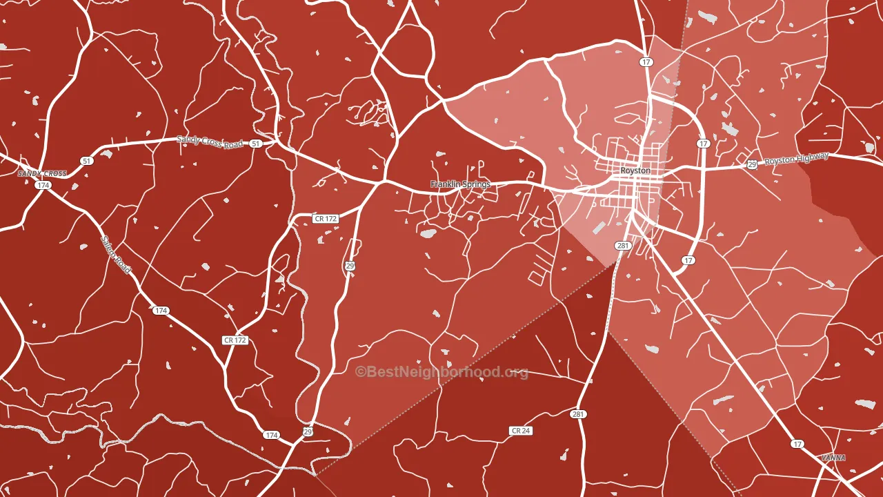 Franklin Springs, GA block-group political-lean map