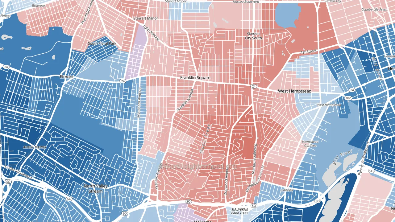 Franklin Square, NY block-group political-lean map