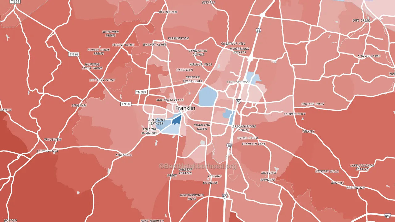 Franklin, TN block-group political-lean map