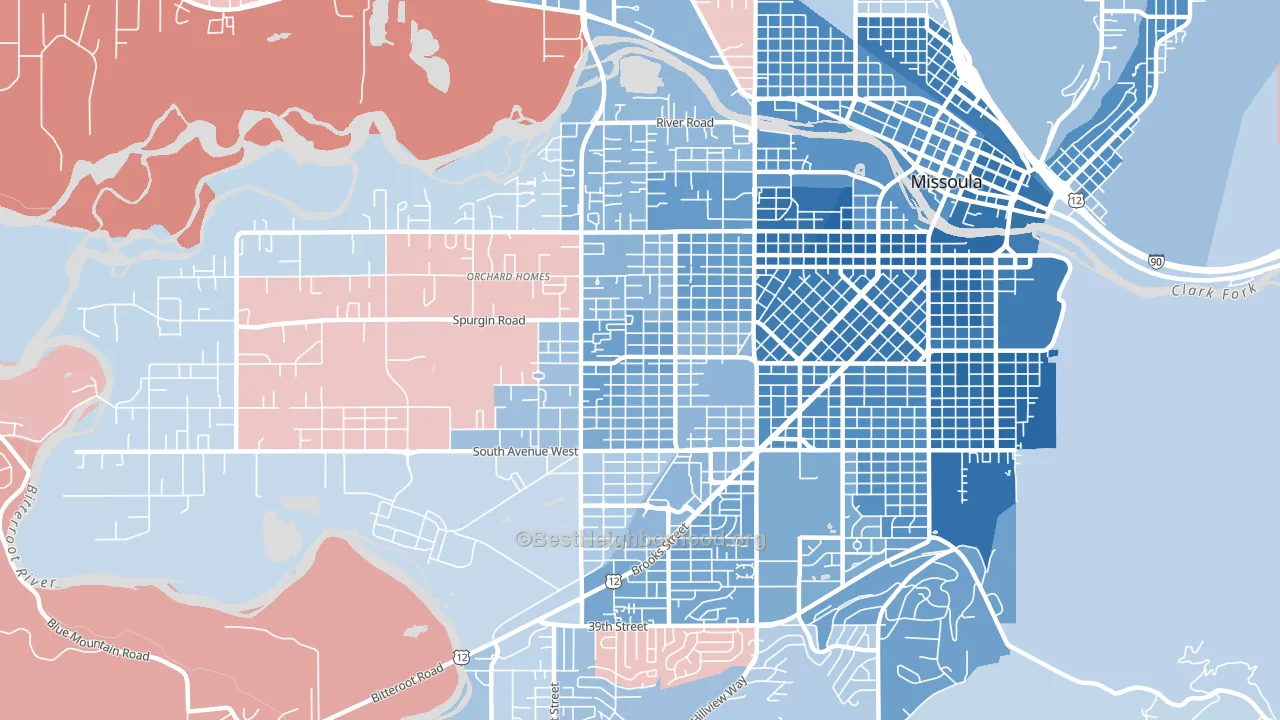 Franklin To The Fort, Missoula, MT block-group political-lean map