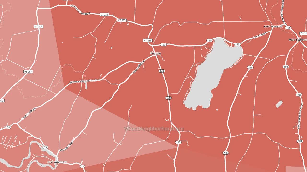 Franklin, VT block-group political-lean map