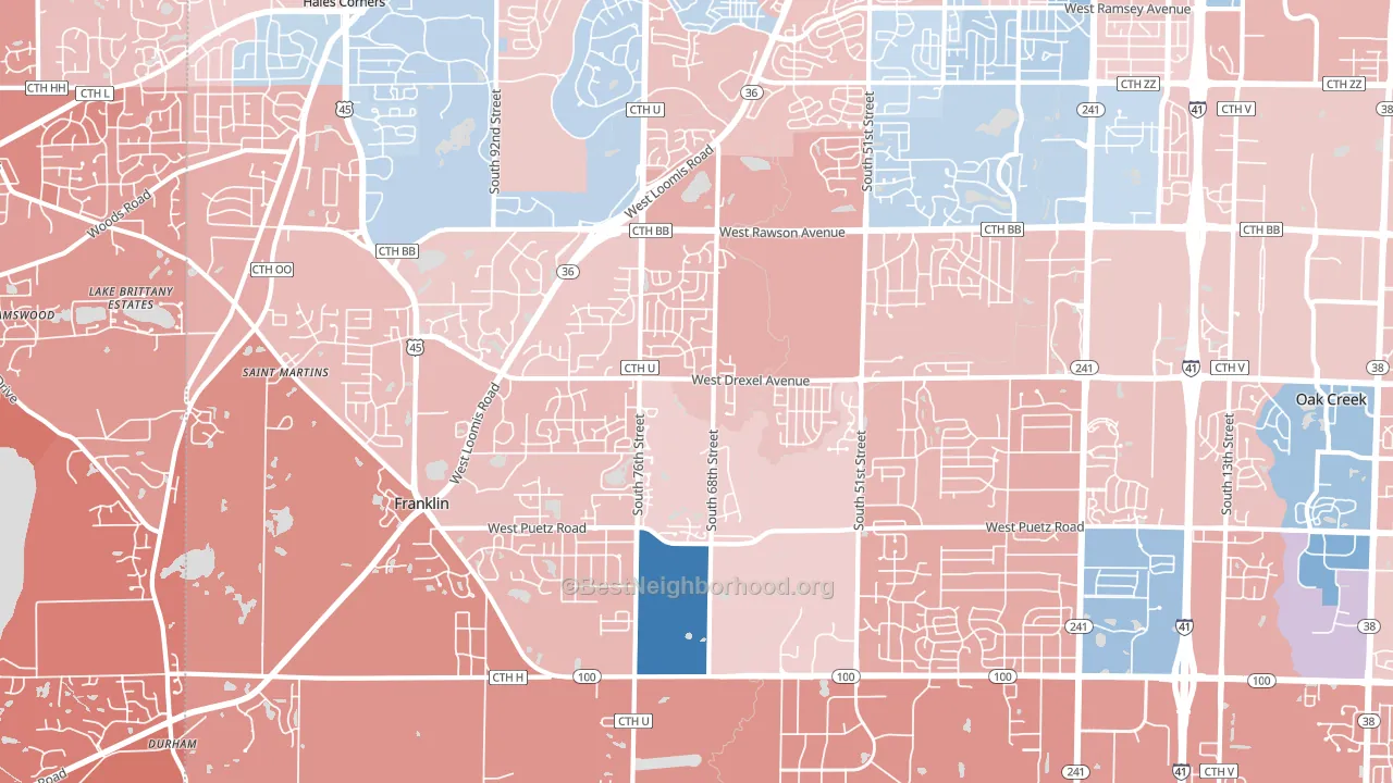 Franklin, WI block-group political-lean map