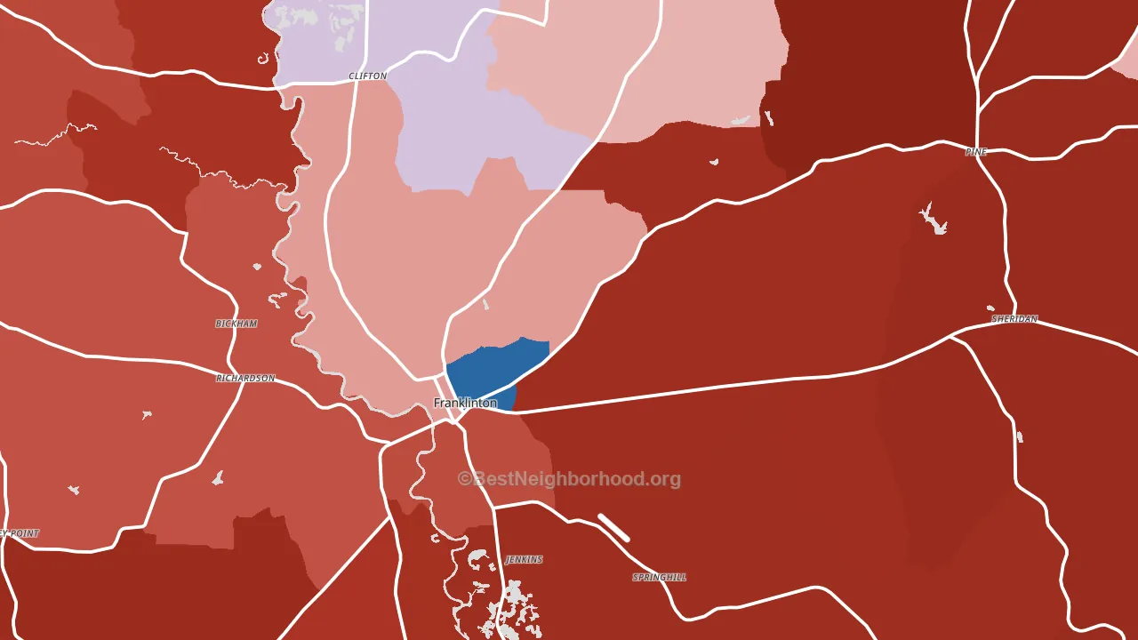 Franklinton, LA block-group political-lean map