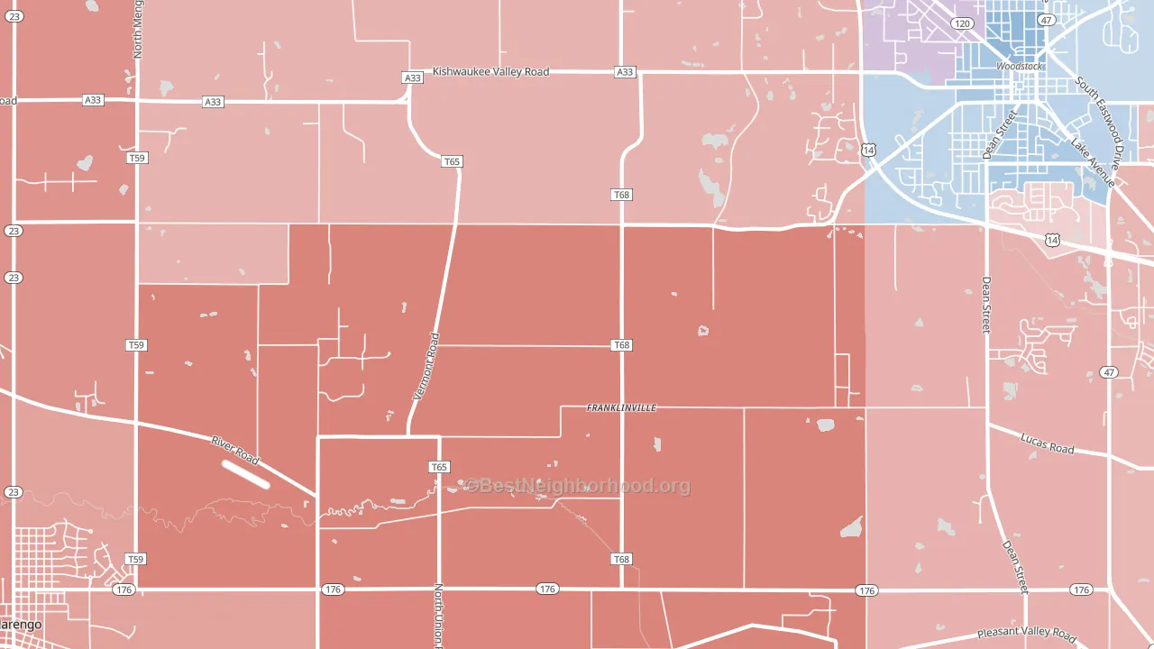 Franklinville, IL block-group political-lean map